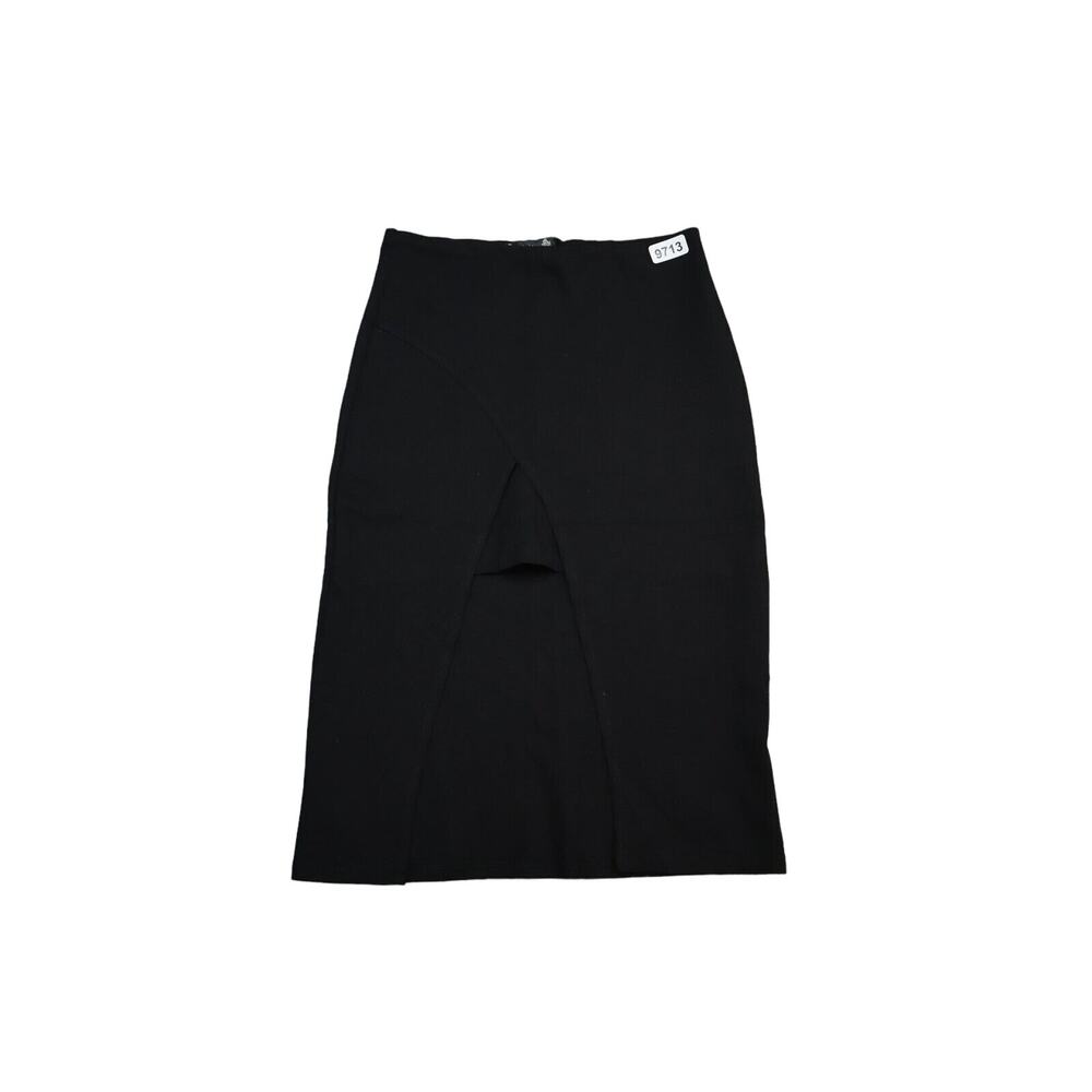 Iris Skirt Womens Small Black Lightweight Pencil Straight Midi Front Slit
